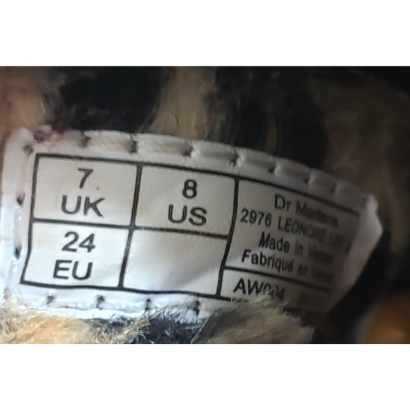 Dr Martens Chelsea Boots Girls 8 Black Leopard Faux Fur Lined Leonore 2976 - Picture 7 of 9